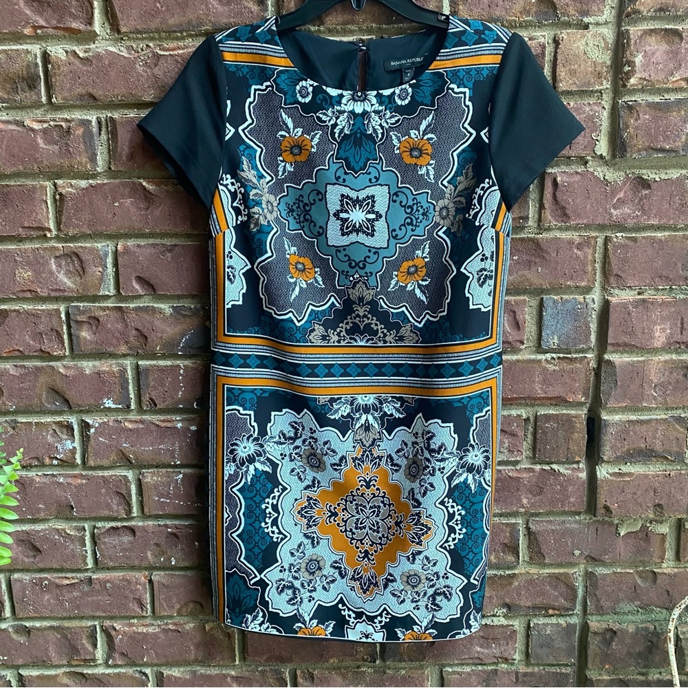 Banana Republic Blue Sheath Mini Dress Short Sleeve